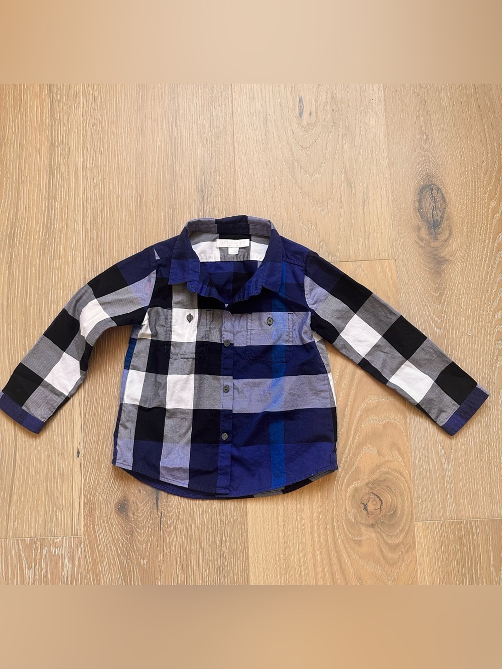 Burberry Boys Blue Nova Check Cotton Button-Up Shirt